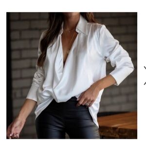 Vici Olia draped low cut white satiny